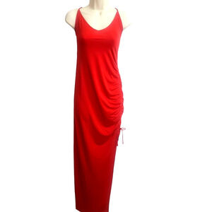 Women’s Maxi Slip Dress M Red Lace-Up Back Bodycon Party Casual Chic New
